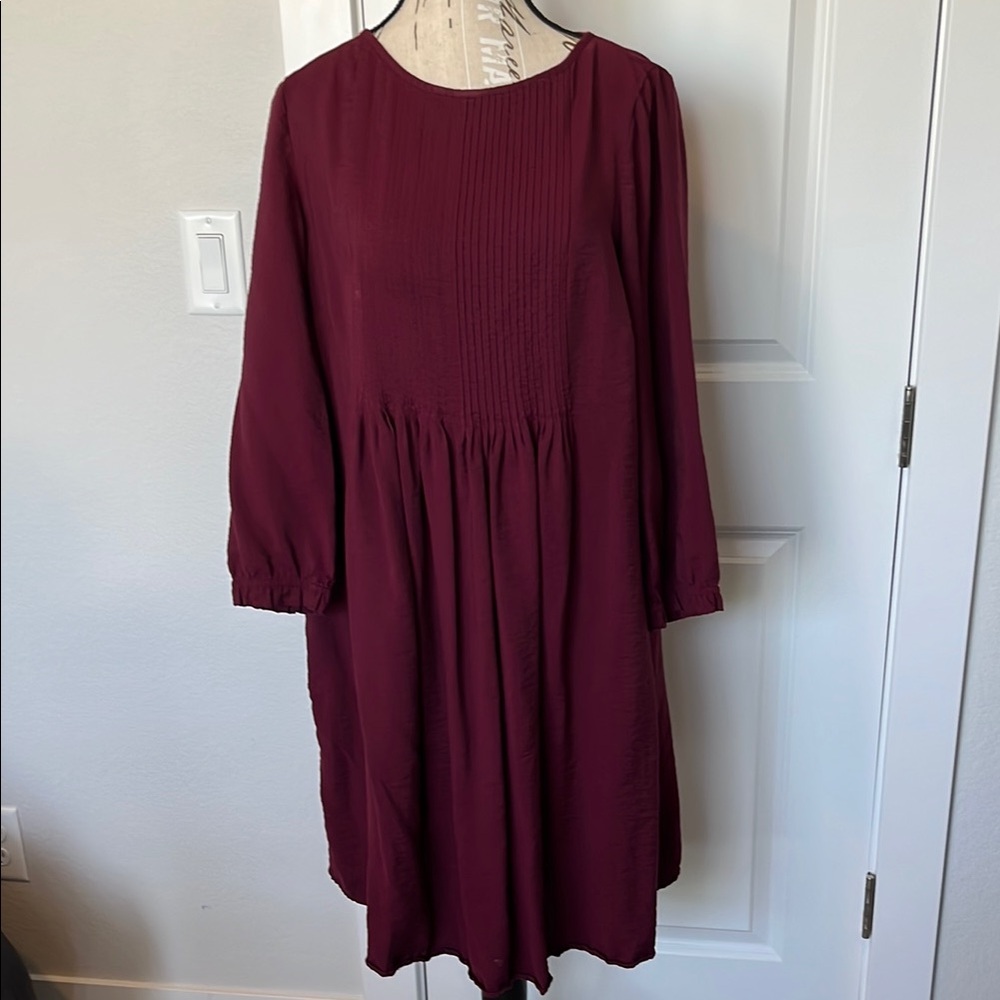 J. Jill Burgundy Long Sleeve Dress